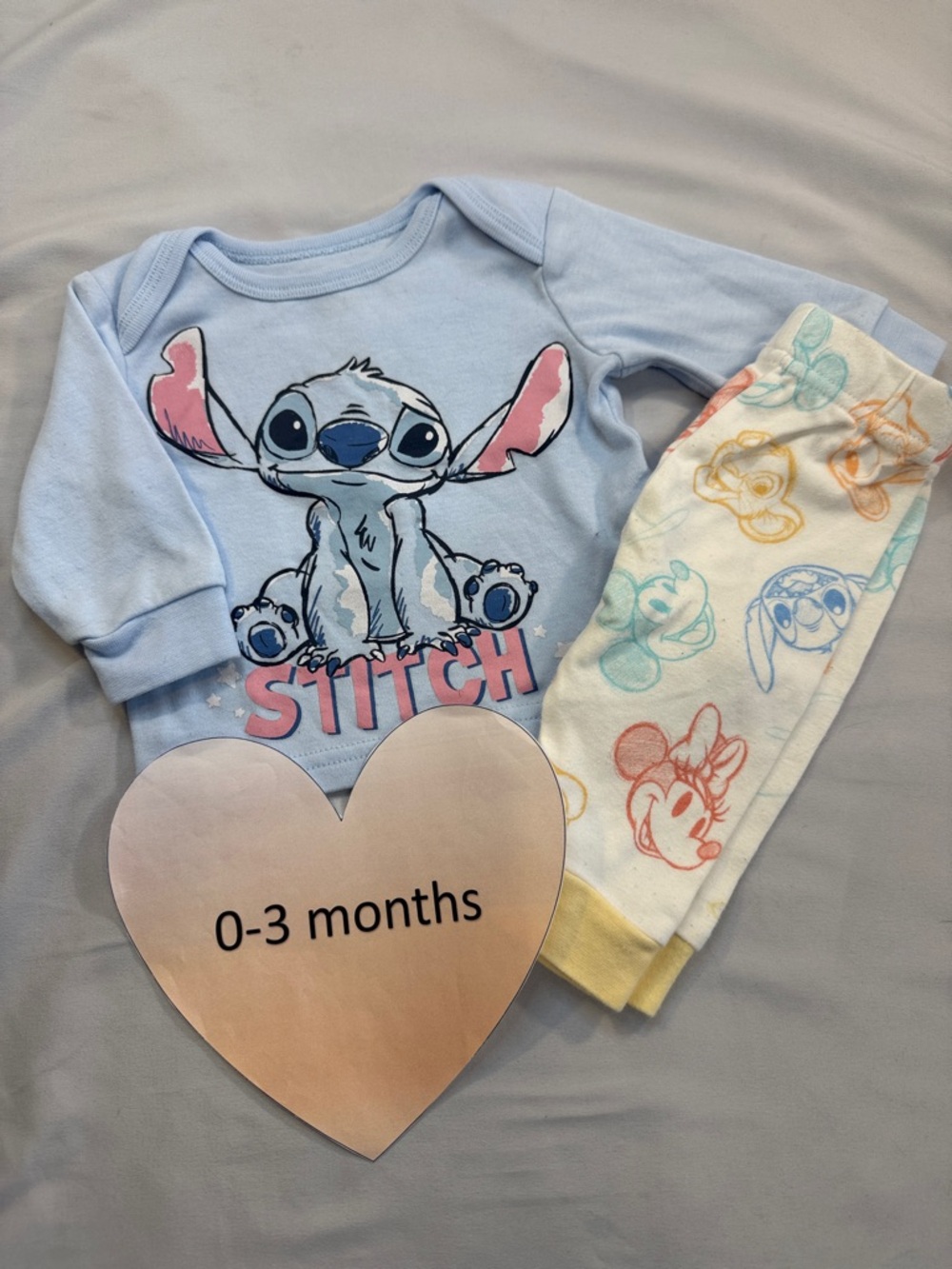 Disney Light Blue Stitch Pajama Set with Pastel Character Pants